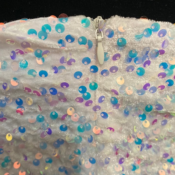 Molicuty Purple Sequins with One thin strap white dress. Size Small - Picture 5 of 11